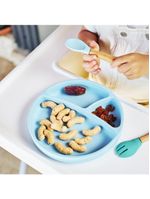 Prato infantil de silicone com divisórias e sucção portions mineral blue - minikoioi