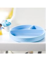 Prato infantil de silicone com divisórias e sucção portions mineral blue - minikoioi