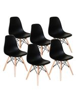 Conjunto De Mesa De Jantar Eames Eiffel Redonda 110cm Tampo De Madeira Preto Com 6 Cadeiras Pretas
