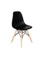 Conjunto De Mesa De Jantar Eames Eiffel Redonda 110cm Tampo De Madeira Preto Com 6 Cadeiras Pretas