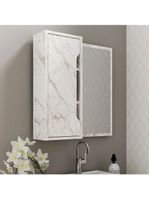 Espelheira Banheiro 60cm 1 Porta Cr10117 Mármore Branco