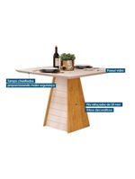 Mesa Para Cozinha Fler Com Tampo Madeirado Com Vidro 90x90cm Cedro Off White Off White Dj Móveis