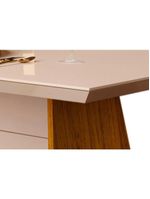 Mesa Para Cozinha Fler Com Tampo Madeirado Com Vidro 90x90cm Cedro Off White Off White Dj Móveis