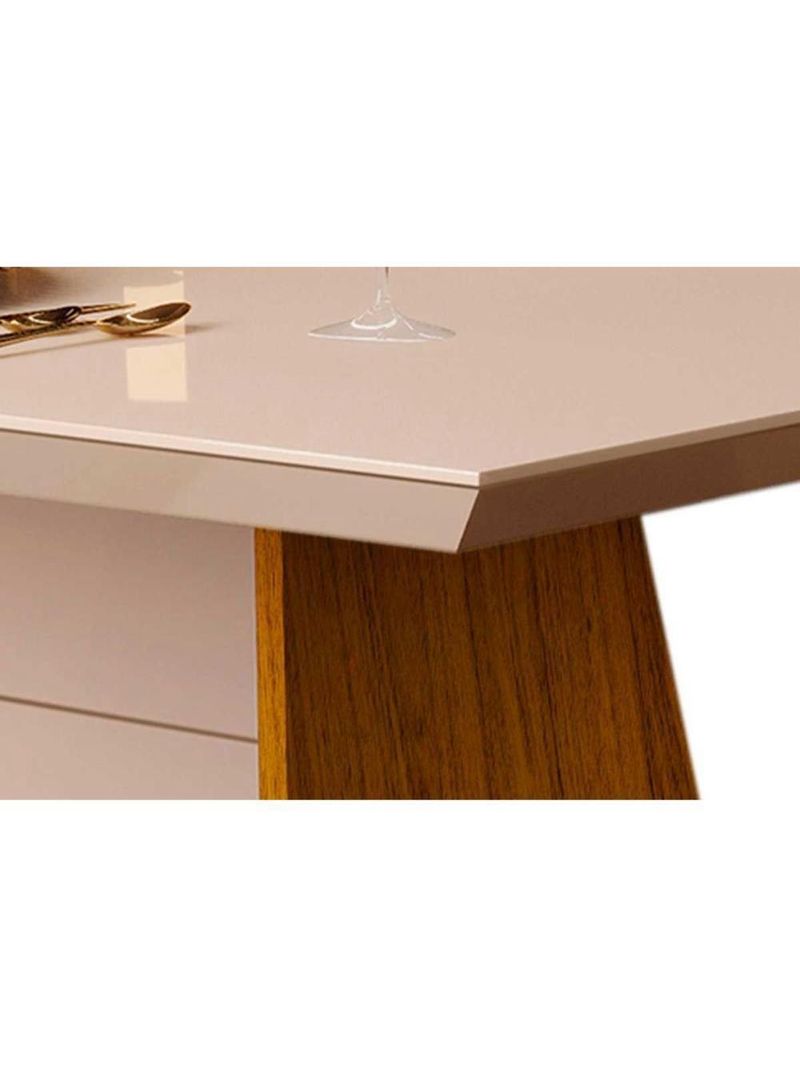 Mesa Para Cozinha Fler Com Tampo Madeirado Com Vidro 90x90cm Cedro Off White Off White Dj Móveis