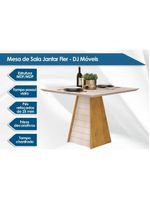 Mesa Para Cozinha Fler Com Tampo Madeirado Com Vidro 90x90cm Cedro Off White Off White Dj Móveis
