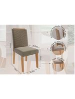 Conjunto Mesa De Cozinha ágata Com Tampo Madeirado Com Vidro 130x80cm E 4 Cadeiras Clarice Madeirado Linho Bege Cimol