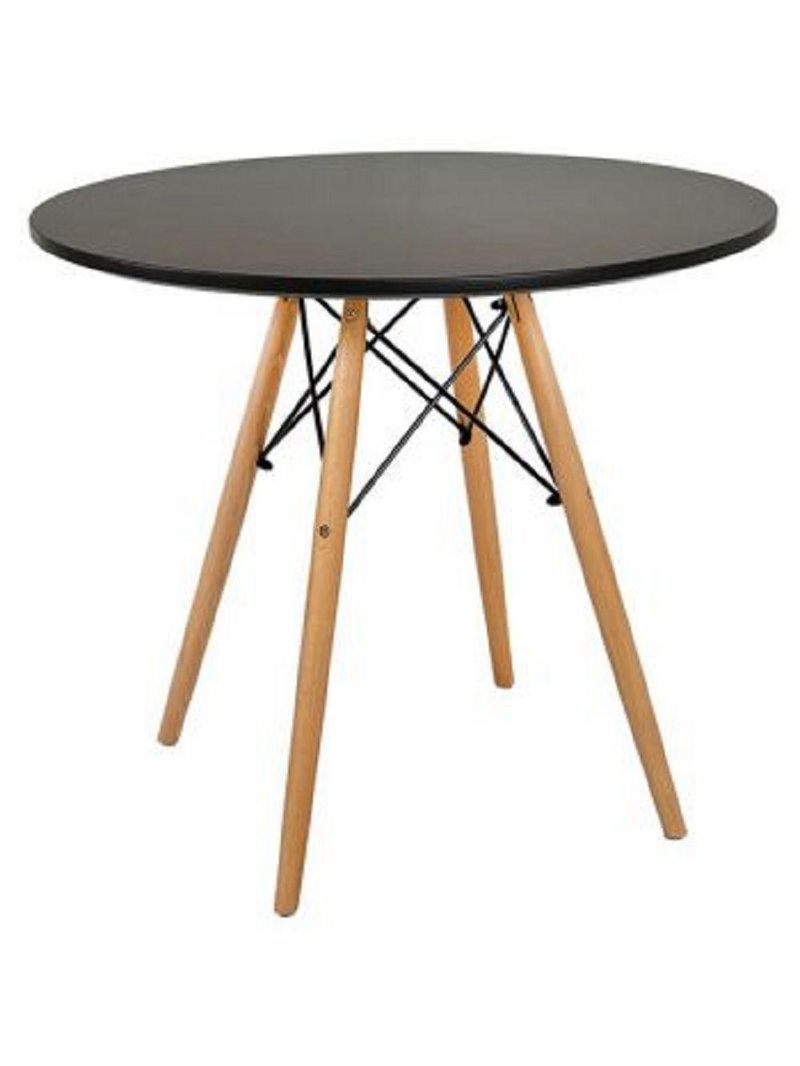 Conjunto De Mesa Redonda Eames 100cm Preto + 6 Cadeiras Eiffel Dsw Preto