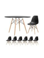 Conjunto De Mesa Redonda Eames 100cm Preto + 6 Cadeiras Eiffel Dsw Preto