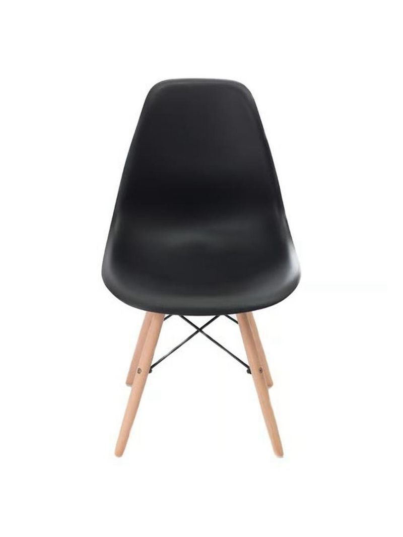 Conjunto De Mesa De Jantar Eames Eiffel Redonda 110cm Tampo De Madeira Preto Com 4 Cadeiras Pretas