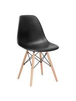 Conjunto De Mesa De Jantar Eames Eiffel Redonda 110cm Tampo De Madeira Preto Com 4 Cadeiras Pretas