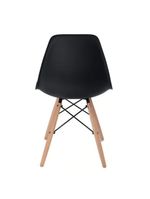 Conjunto De Mesa De Jantar Eames Eiffel Redonda 110cm Tampo De Madeira Preto Com 4 Cadeiras Pretas