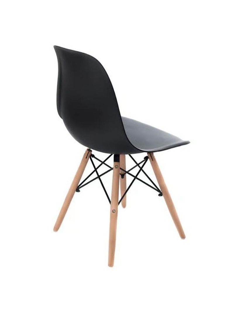Conjunto De Mesa De Jantar Eames Eiffel Redonda 110cm Tampo De Madeira Preto Com 4 Cadeiras Pretas