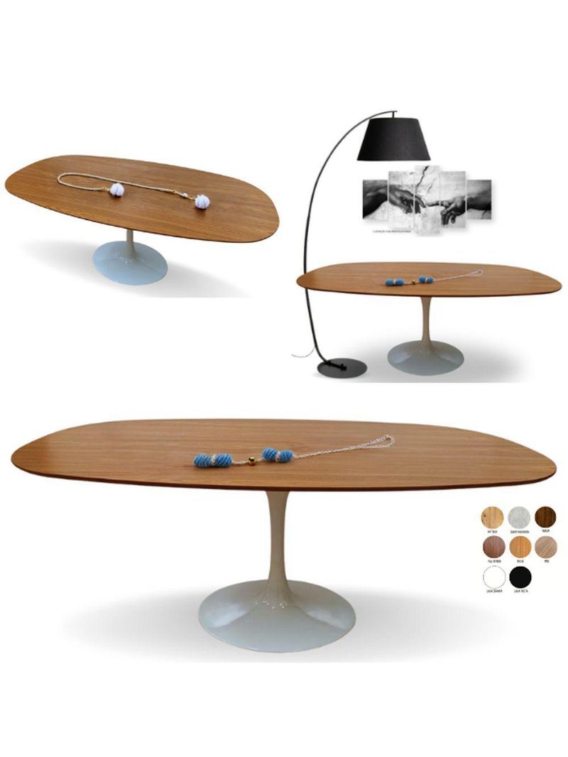 Mesa Saarinen Retangular Ovalada 160x90cm Em Freijo