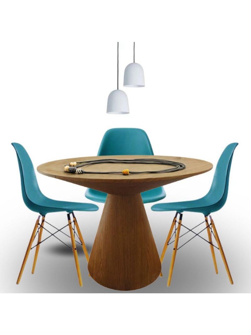Mesa De Jantar Eclipse Cone Redonda 90cm Em Freijo