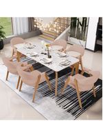 Cadeira De Jantar E Estar Living Estofada Nadja L02 Linho Rosê - Lyam Decor