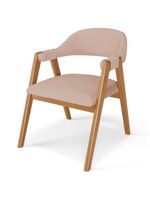 Cadeira De Jantar E Estar Living Estofada Nadja L02 Linho Rosê - Lyam Decor