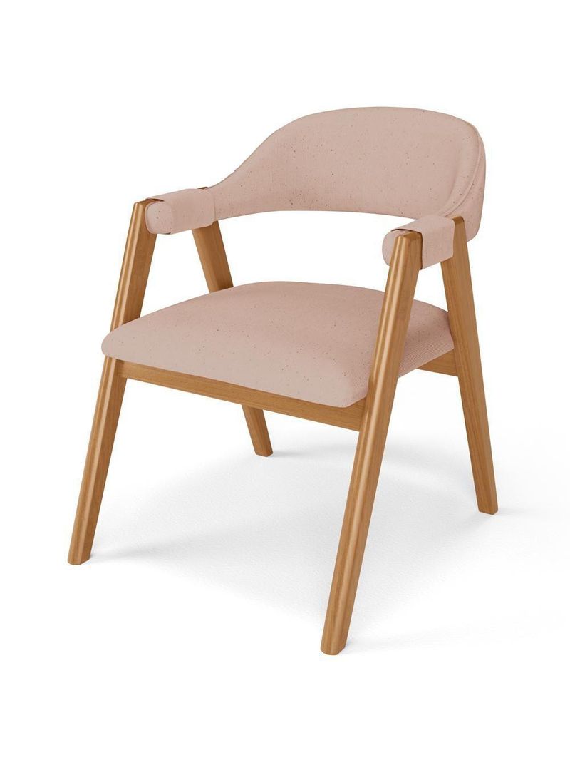 Cadeira De Jantar E Estar Living Estofada Nadja L02 Linho Rosê - Lyam Decor