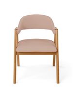 Cadeira De Jantar E Estar Living Estofada Nadja L02 Linho Rosê - Lyam Decor