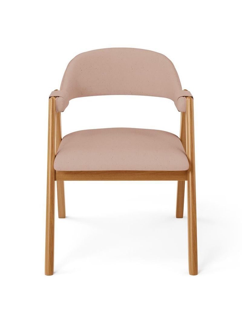 Cadeira De Jantar E Estar Living Estofada Nadja L02 Linho Rosê - Lyam Decor
