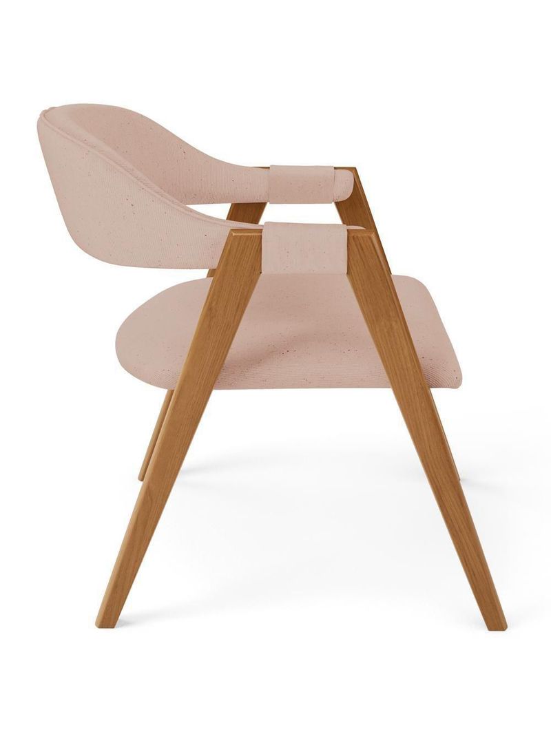 Cadeira De Jantar E Estar Living Estofada Nadja L02 Linho Rosê - Lyam Decor