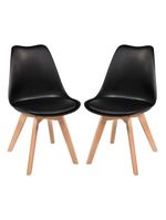 Kit Com 2 Cadeiras Leda Preta - Charles Eames Com Almofada