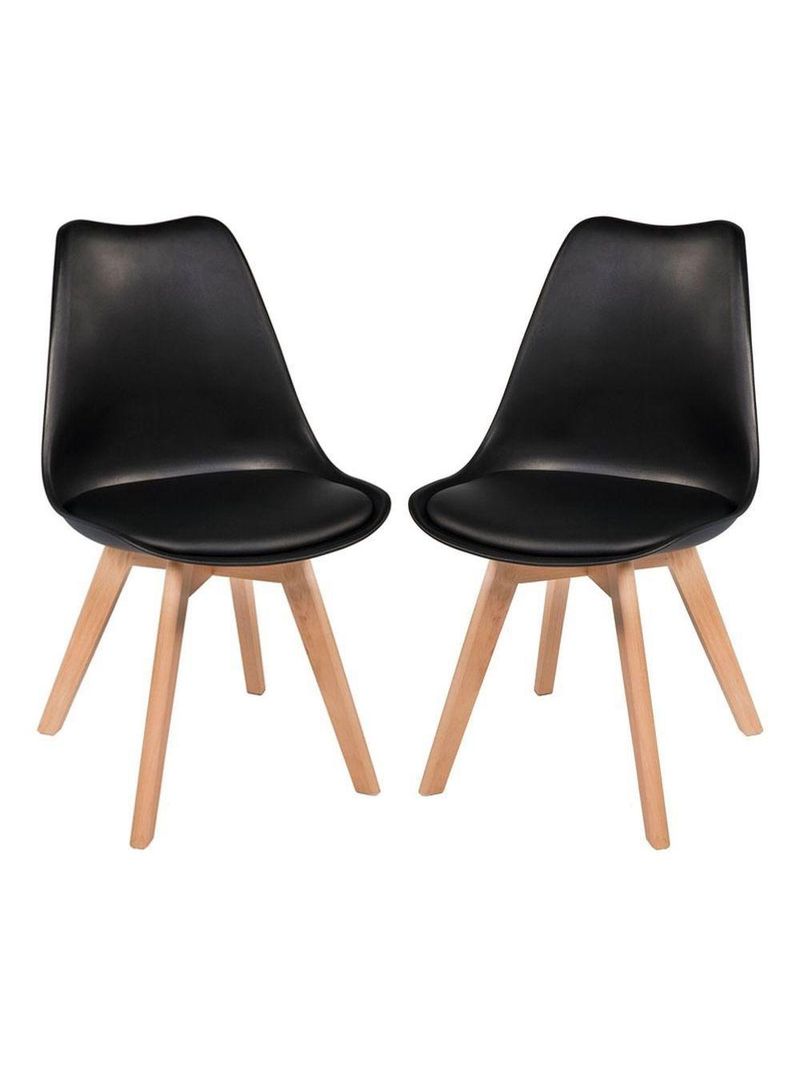 Kit Com 2 Cadeiras Leda Preta - Charles Eames Com Almofada