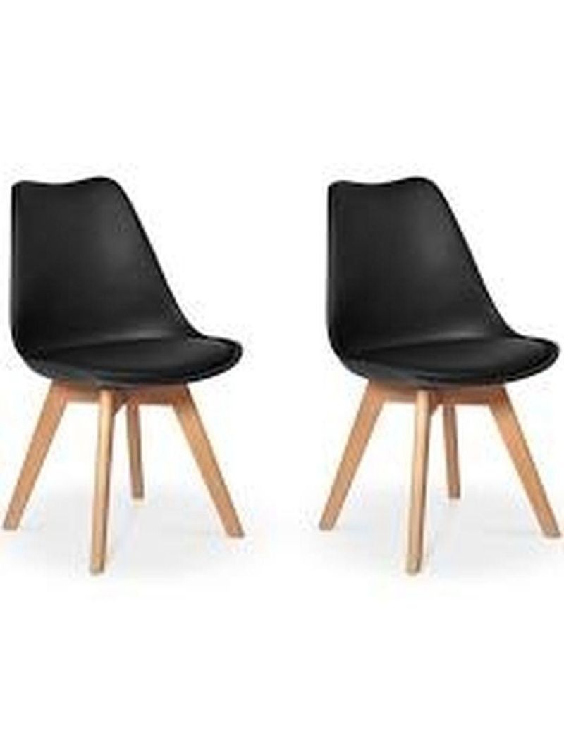 Kit Com 2 Cadeiras Leda Preta - Charles Eames Com Almofada