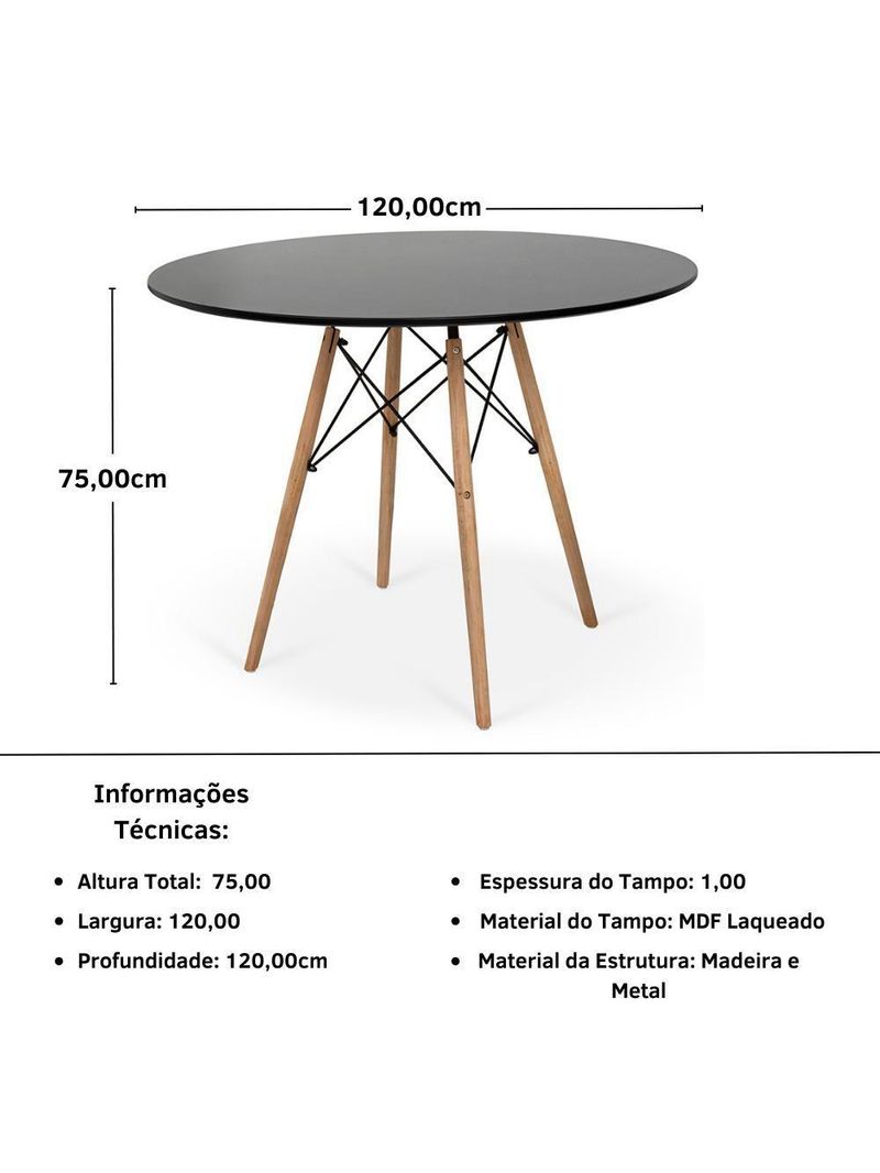Conjunto Mesa De Jantar Redonda Eiffel  6 Cadeiras Itália