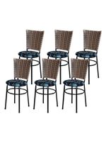 6 Cadeiras Para Mesa Preta Hawai Avelã Assento Floral Preto
