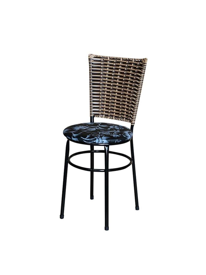 6 Cadeiras Para Mesa Preta Hawai Avelã Assento Floral Preto