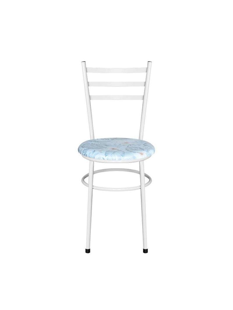 Conjunto 4 Cadeiras Epóxi Branca Para Cozinha Assento Estampado Floral Gelo