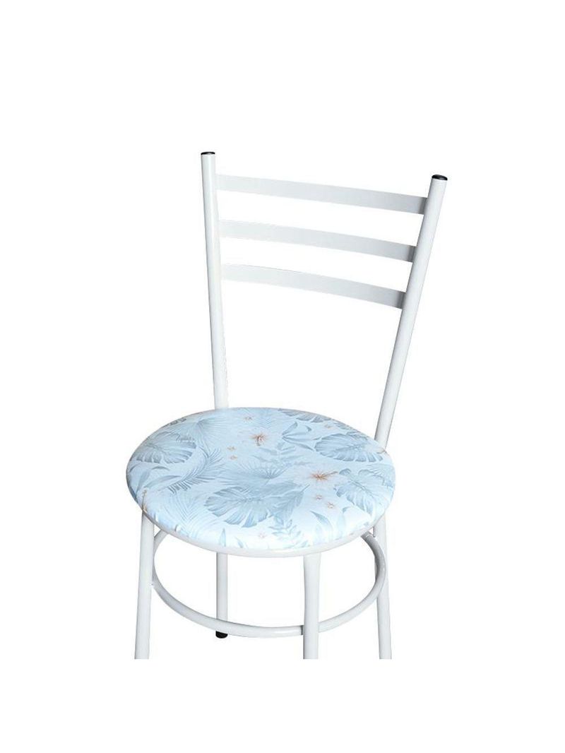 Conjunto 4 Cadeiras Epóxi Branca Para Cozinha Assento Estampado Floral Gelo