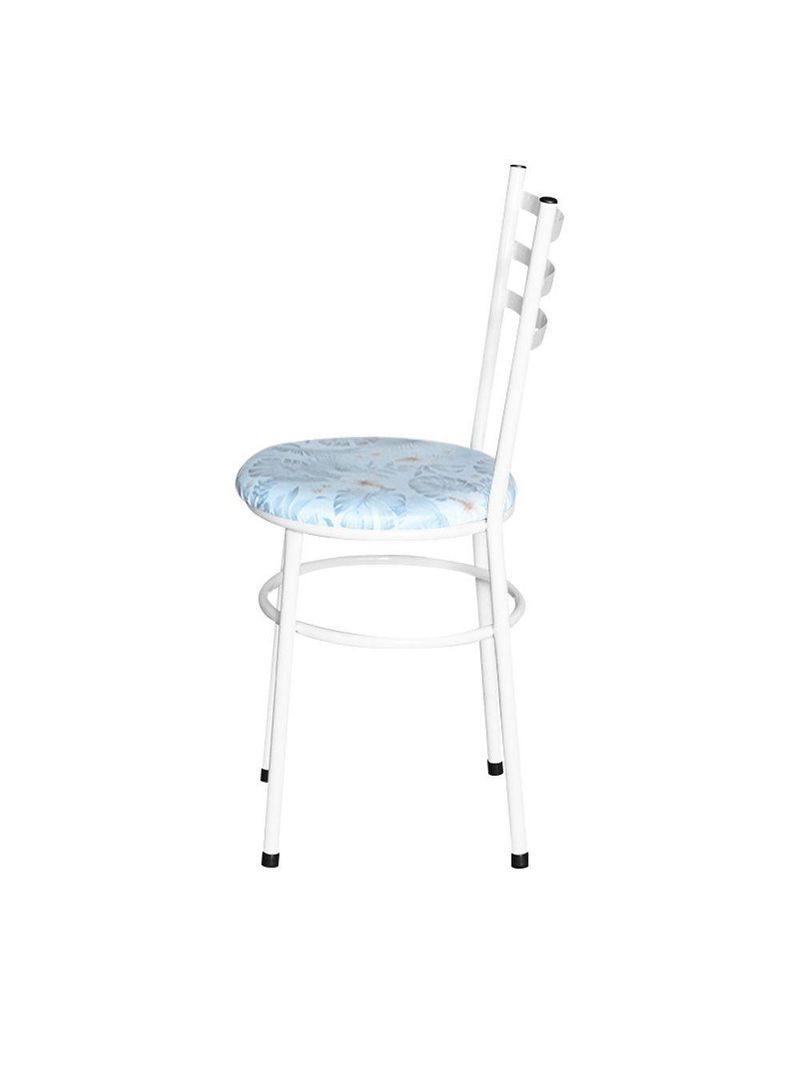 Conjunto 4 Cadeiras Epóxi Branca Para Cozinha Assento Estampado Floral Gelo