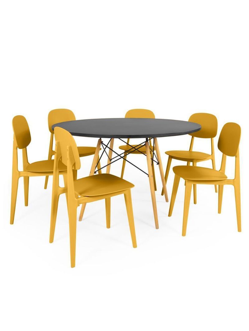 Conjunto Mesa De Jantar Redonda Eiffel 6 Cadeiras Itália