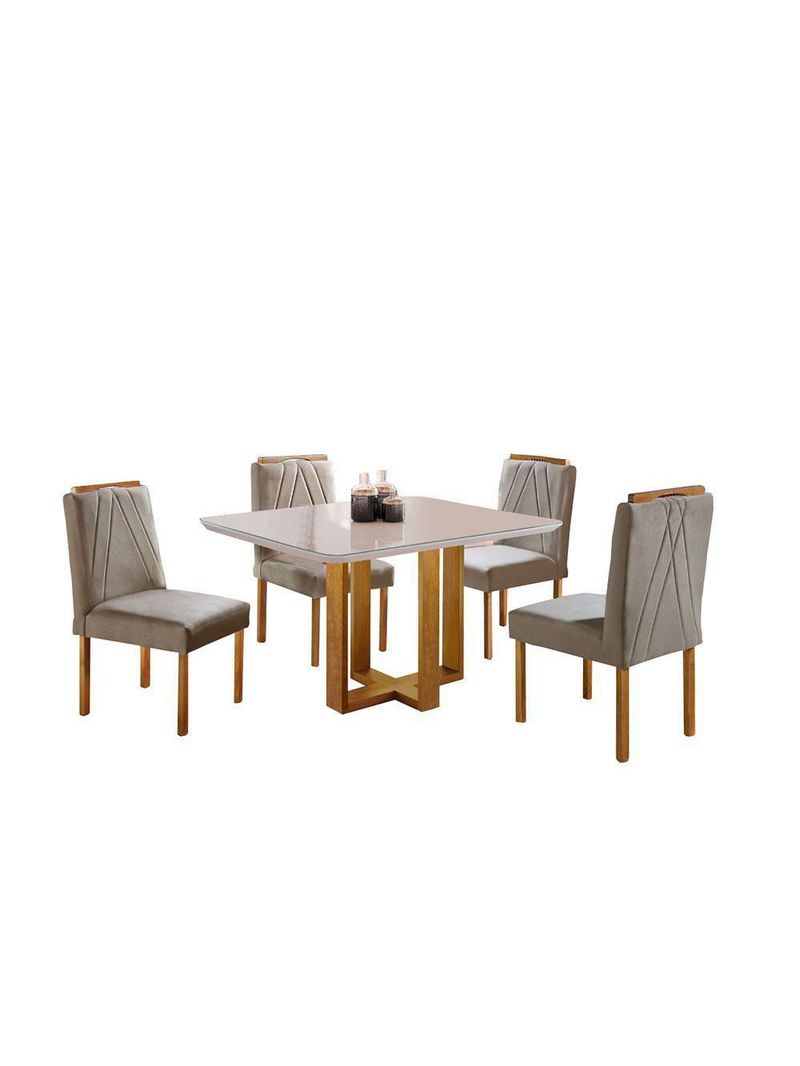 Conjunto Sala De Jantar 4 Lugares Paris Mesa Quadrada