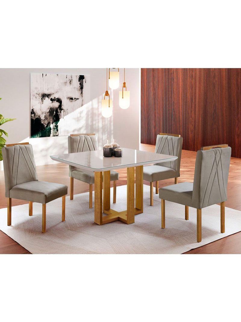 Conjunto Sala De Jantar 4 Lugares Paris Mesa Quadrada