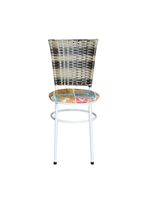 4 Cadeiras Brancas Para Mesa Hawai Cappuccino Premium Assento Floral Happy Hour