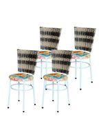 4 Cadeiras Brancas Para Mesa Hawai Cappuccino Premium Assento Floral Happy Hour