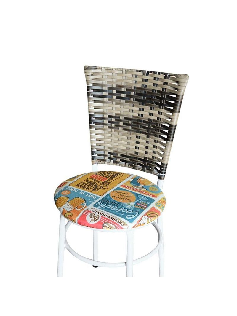 4 Cadeiras Brancas Para Mesa Hawai Cappuccino Premium Assento Floral Happy Hour