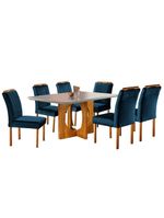 Conjunto Sala De Jantar 6 Lugares Mesa E 6 Cadeiras Azul Turquesa Escuro Mel/azul Turquesa Escuro