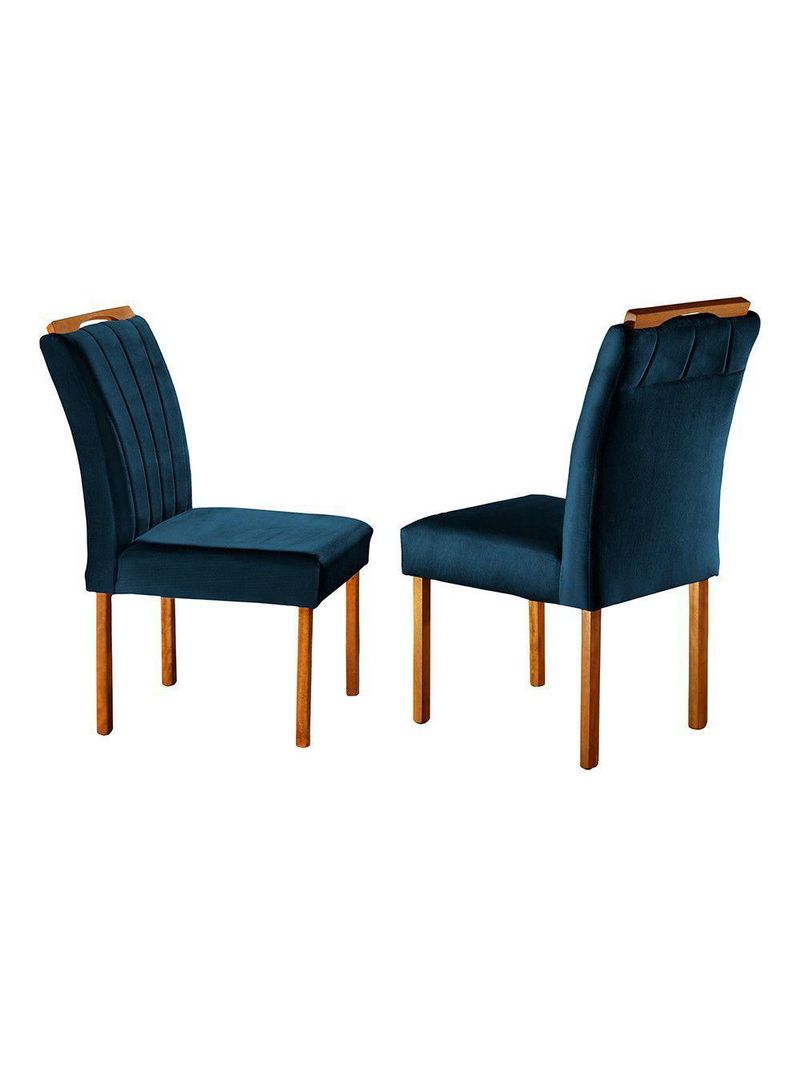 Conjunto Sala De Jantar 6 Lugares Mesa E 6 Cadeiras Azul Turquesa Escuro Mel/azul Turquesa Escuro