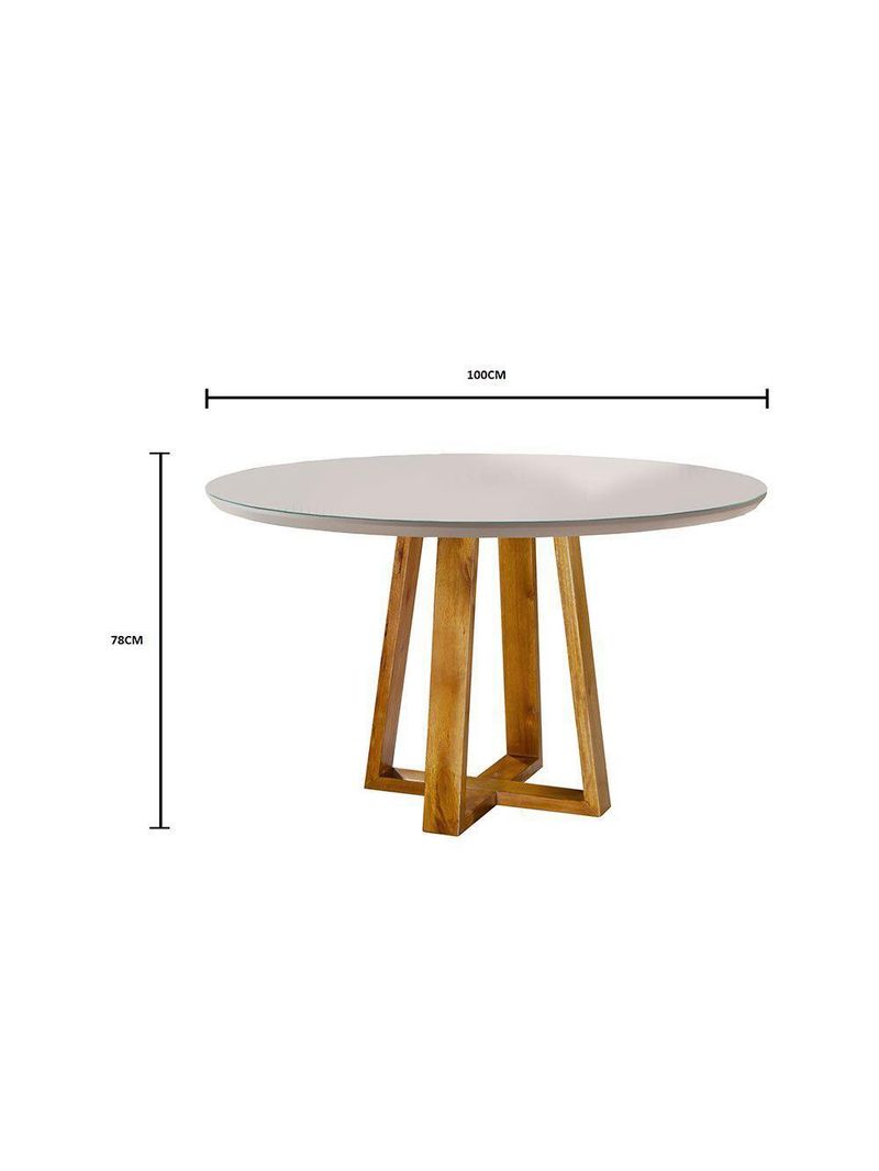 Mesa Redonda 1,0m e 4 Cadeiras Off-White Marrom Havana