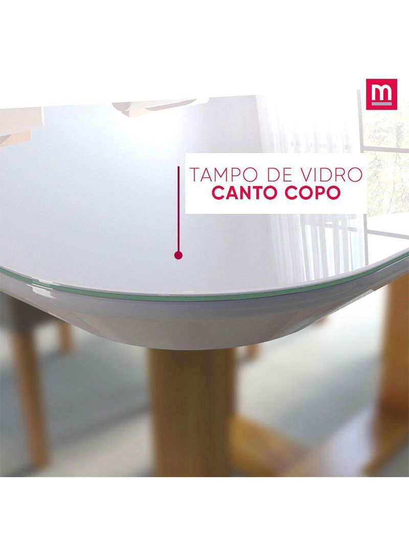 Mesa Redonda 1,0m e 4 Cadeiras Off-White Marrom Havana