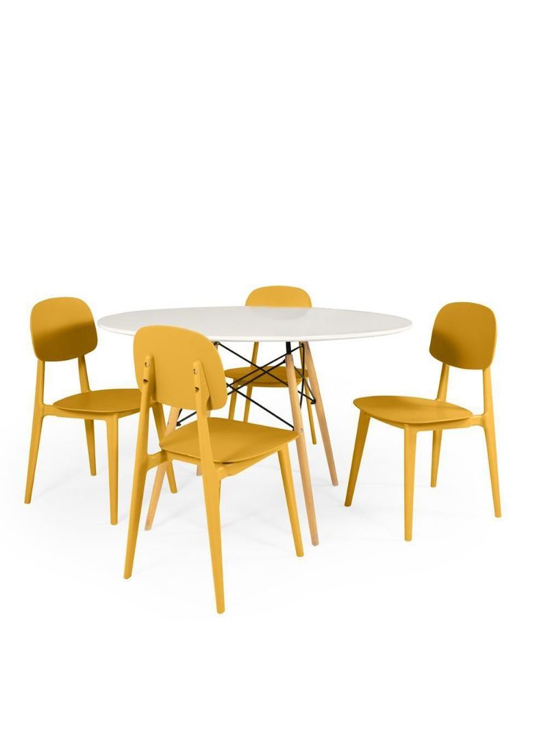Conjunto Mesa De Jantar Redonda Eiffel  4 Cadeiras Itália