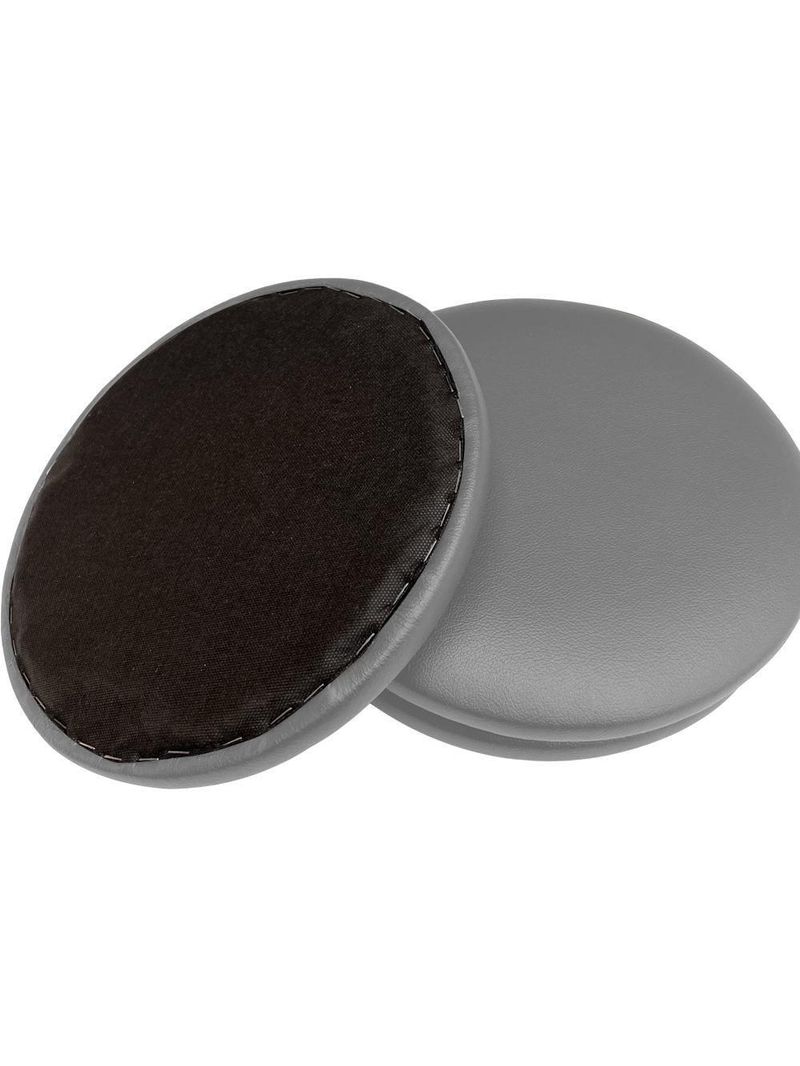 Kit 02 Assentos Redondo Banqueta Cadeira Estofados Poltronas H02 Corino Cinza 30 Cm - Lyam Decor