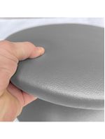Kit 02 Assentos Redondo Banqueta Cadeira Estofados Poltronas H02 Corino Cinza 30 Cm - Lyam Decor