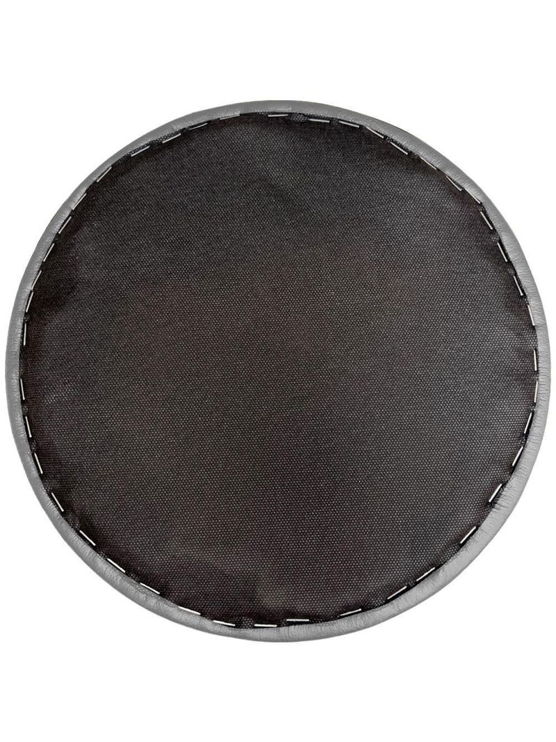 Kit 02 Assentos Redondo Banqueta Cadeira Estofados Poltronas H02 Corino Cinza 30 Cm - Lyam Decor