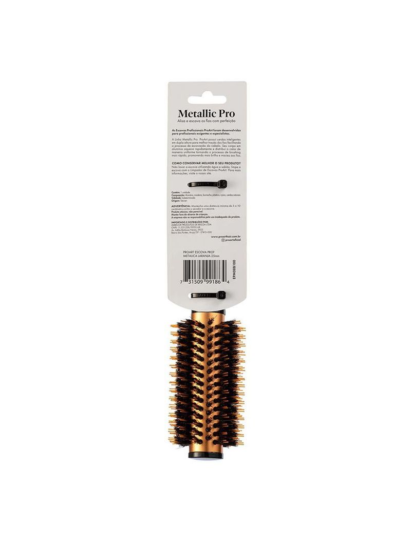 Escova de cabelo proart profissional metallic pro laranja