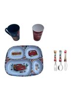 Conjunto carros, prato divisoria, caneca copo, talheres - nt