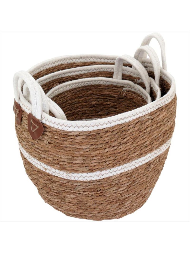 Cesta fibra natural 3 peças 28x33x33cm gs